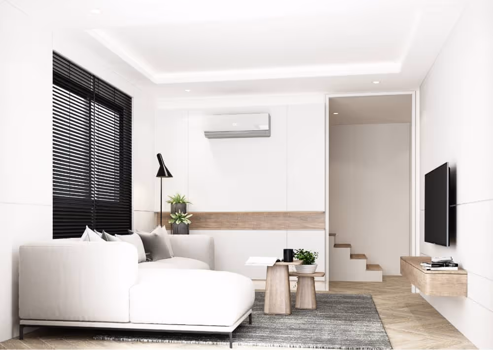 modern living room with mini-split ac in mcallen tx